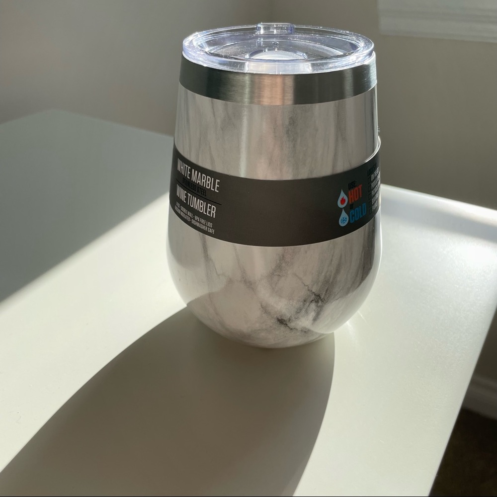 Thirstystone White Marble Stainless Steel Wine Tumbler
